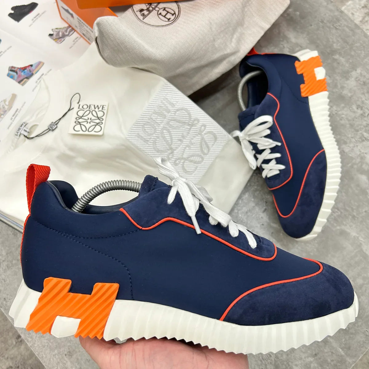 (PRE ORDER) H TRAINERS - NAVY / ORANGE