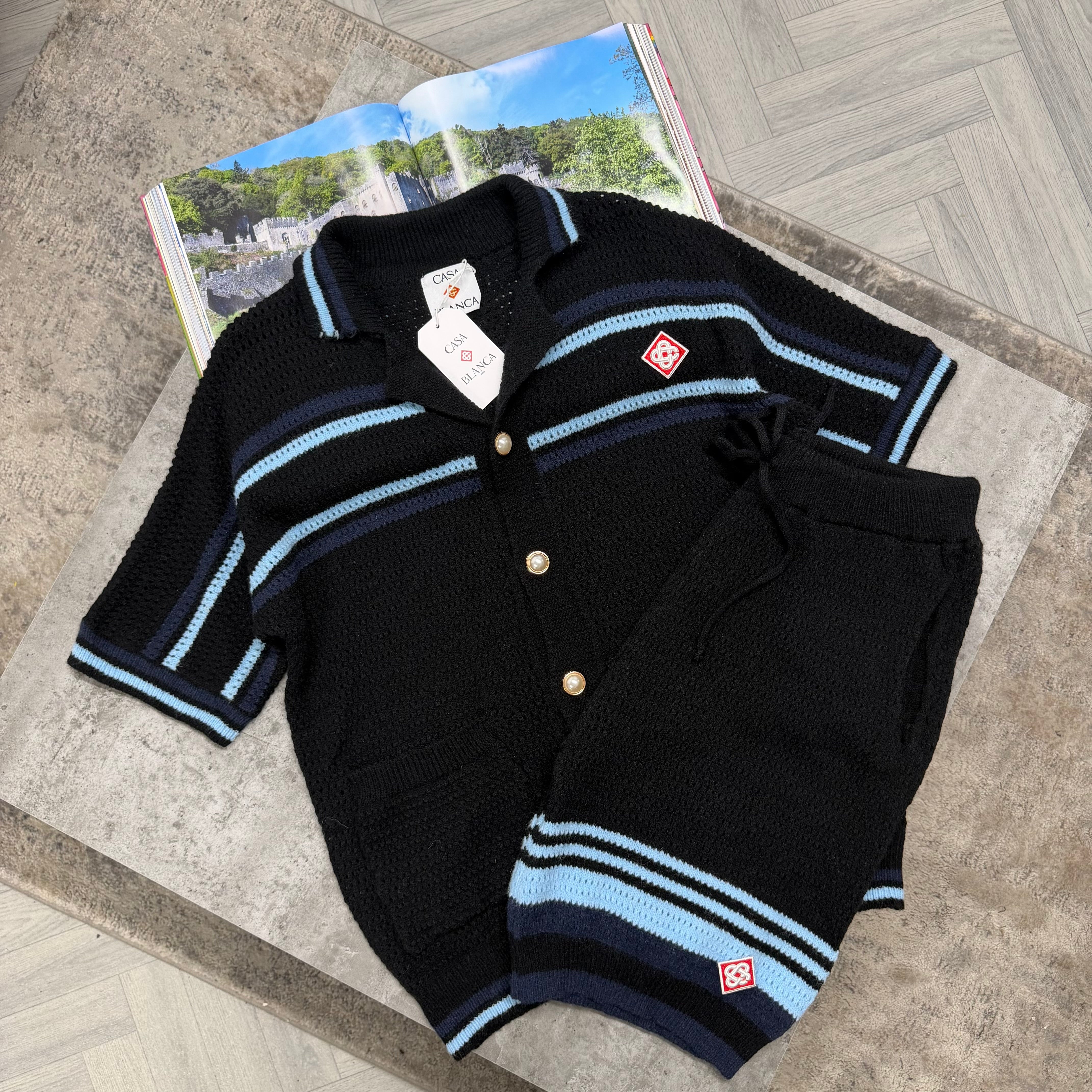 CB KNIT SET - BLACK / SKY BLUE