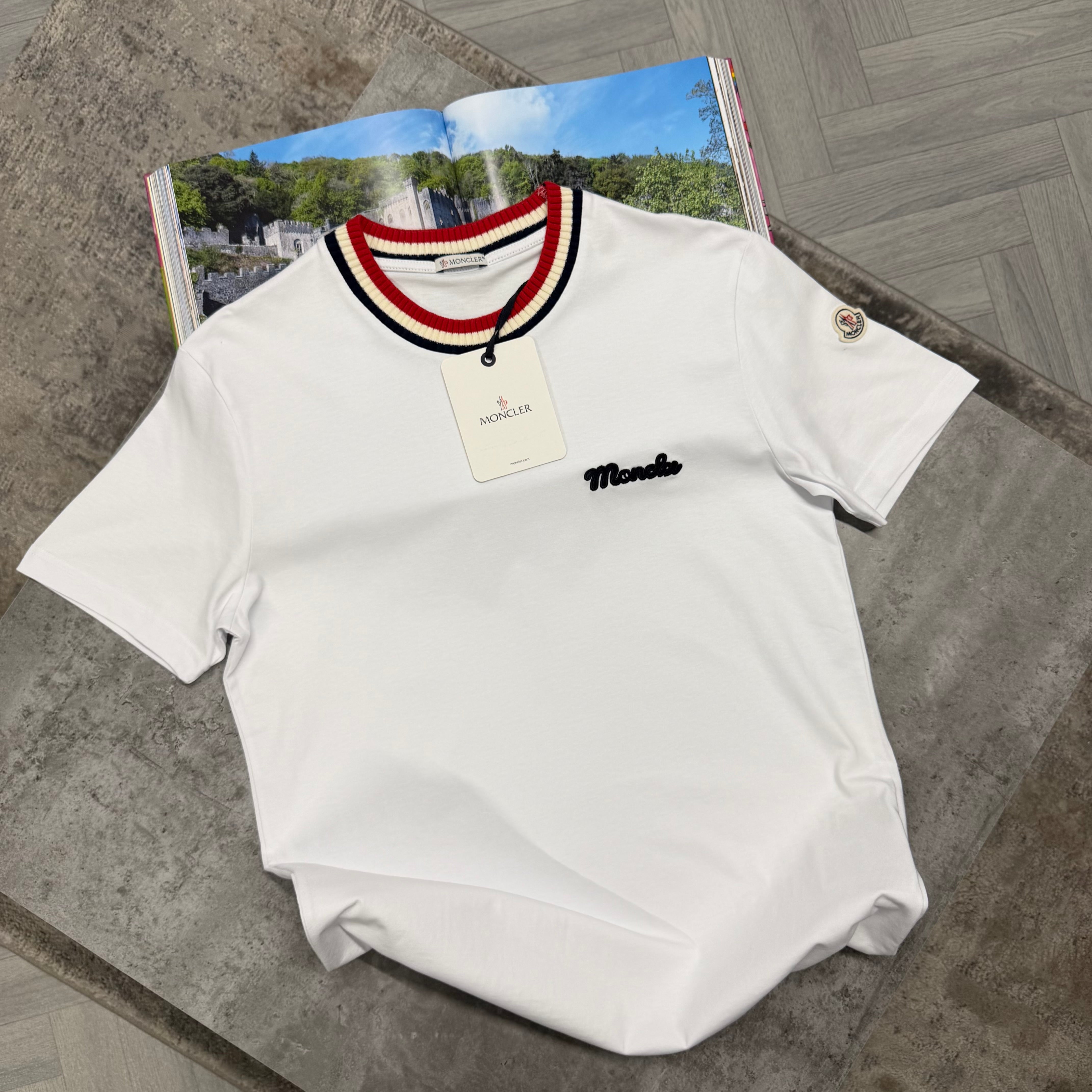 MNCLR STRIPE COLLAR T SHIRT - WHITE