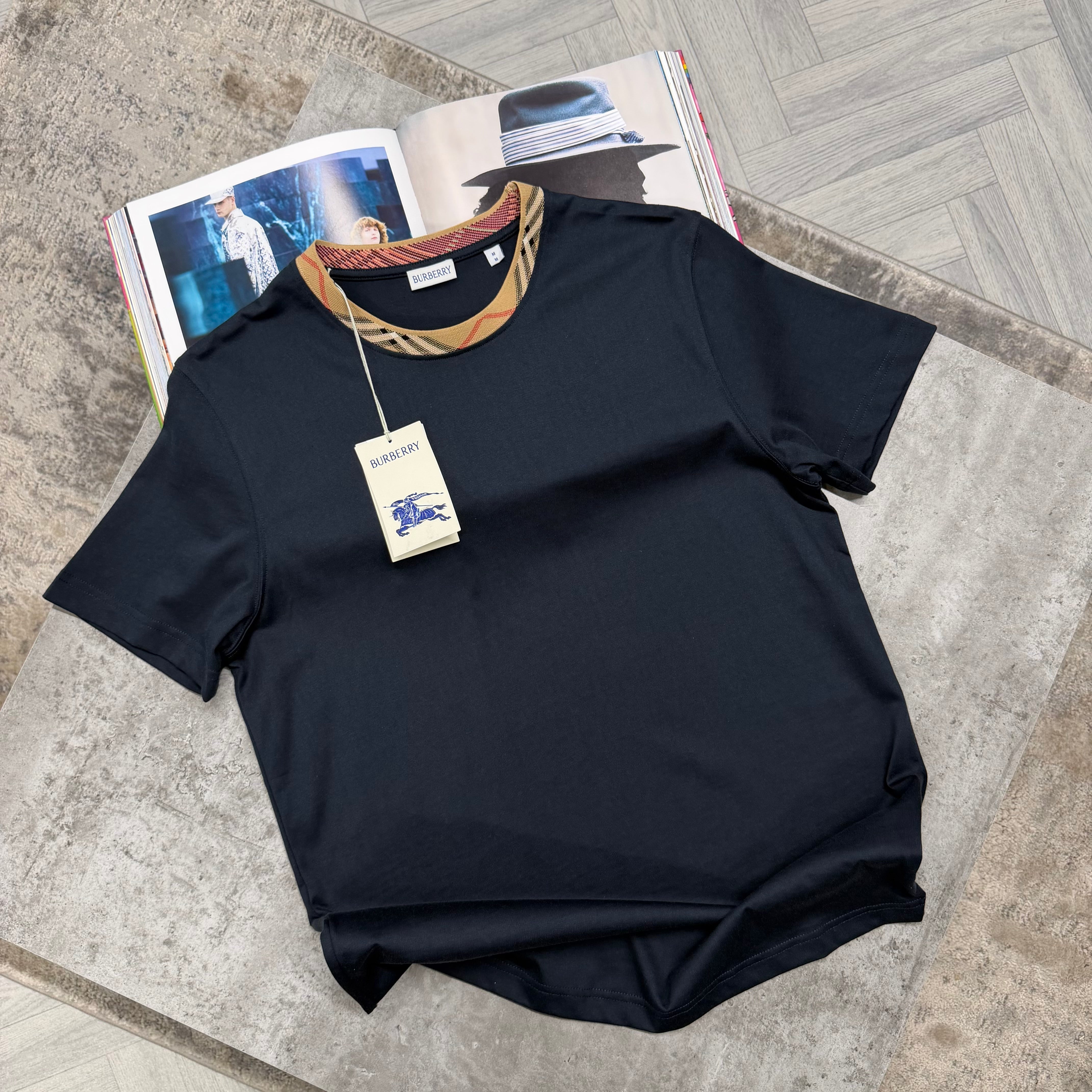 BBR COLLAR PRINT T SHIRT - NAVY