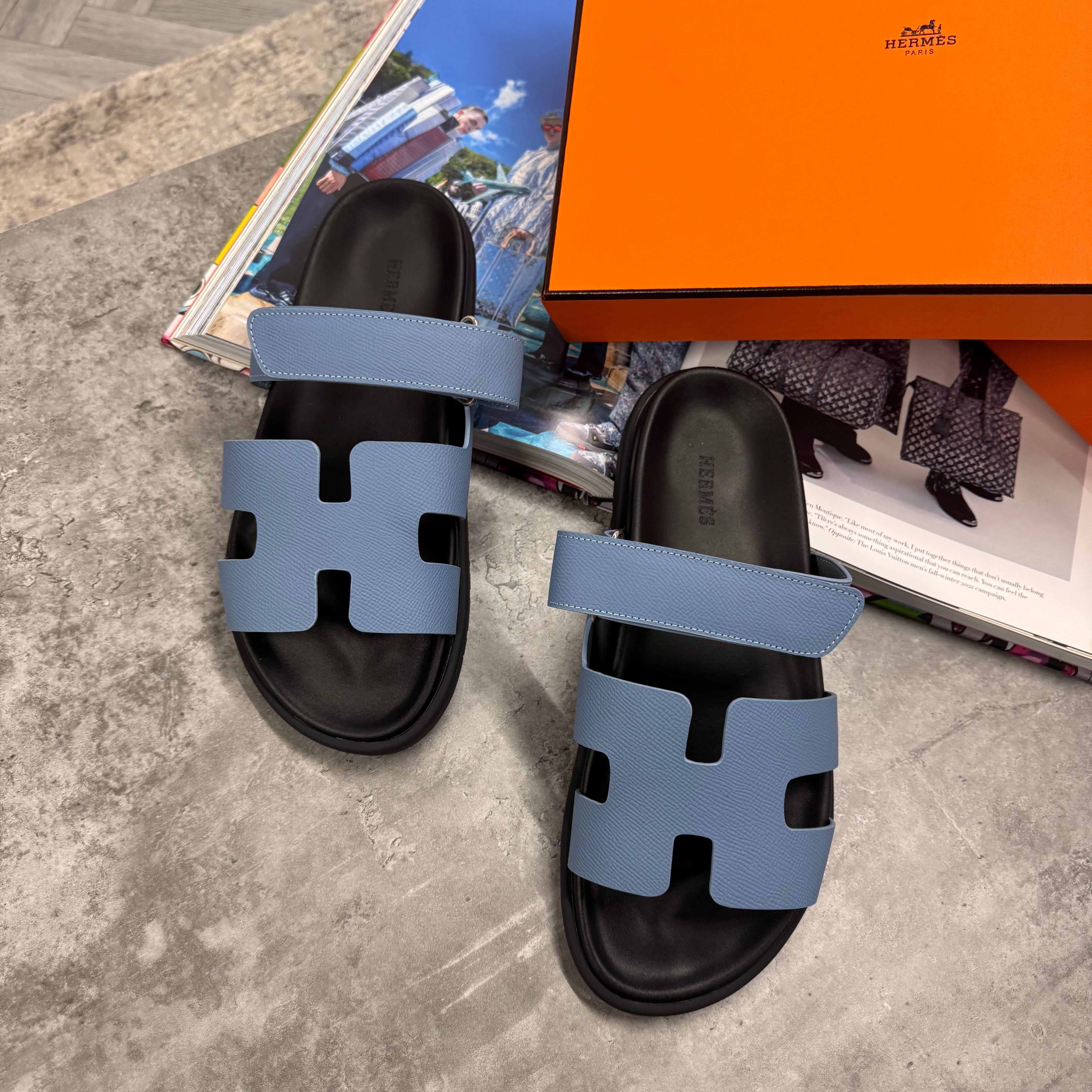 H STRAP SLIDES - LIGHT BLUE