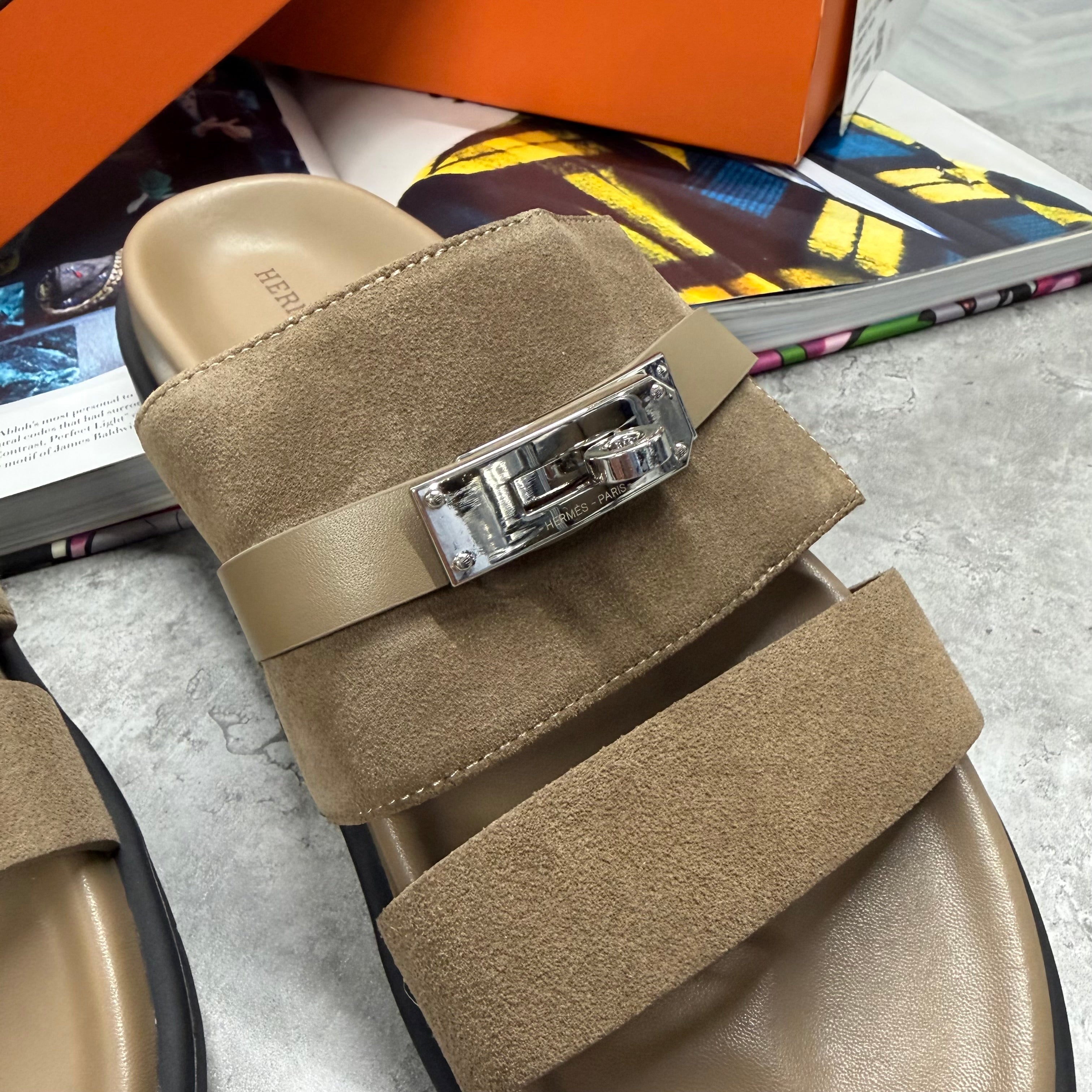 H STRAP SLIDES - BEIGE