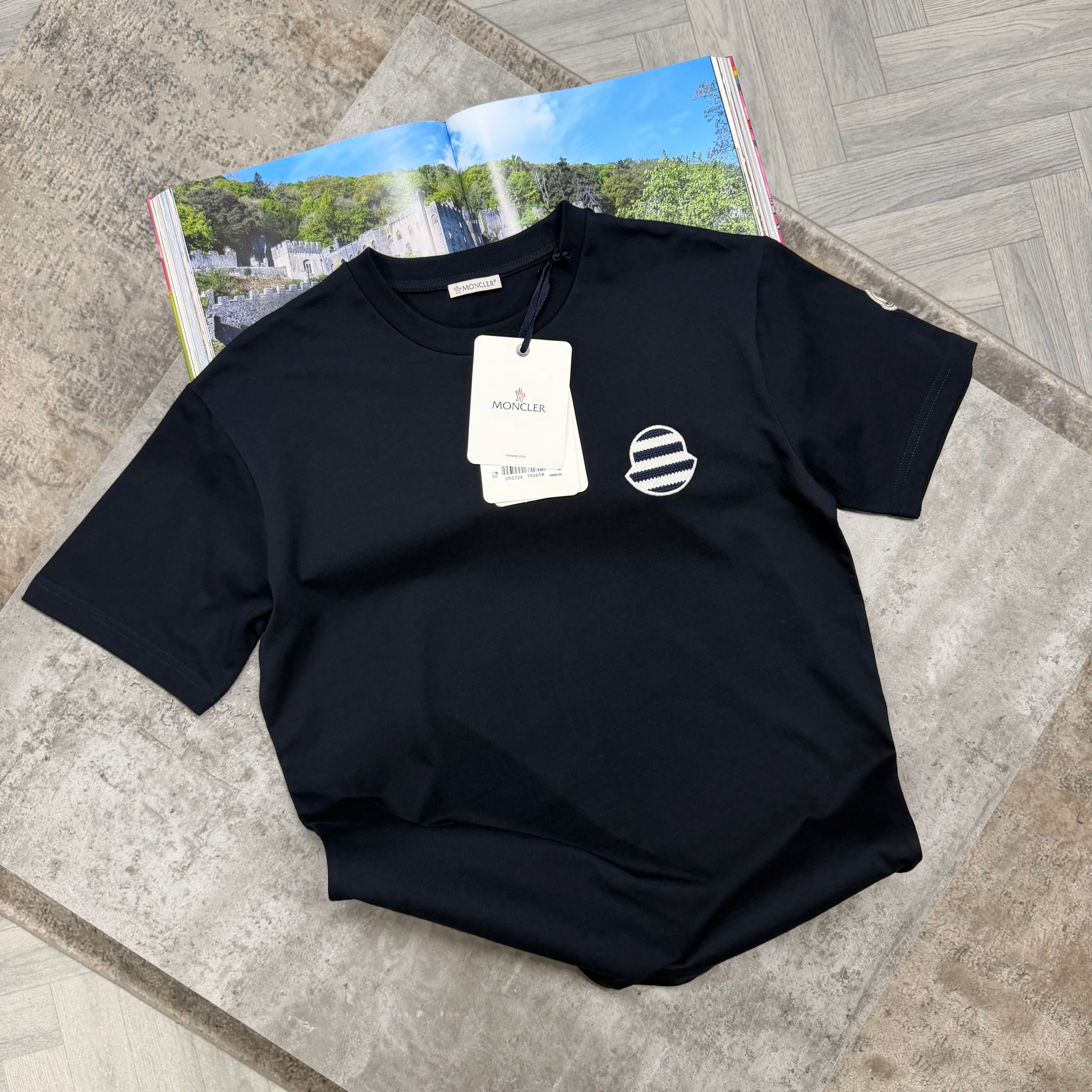 MNCLR STRIPED LOGO T SHIRT - NAVY