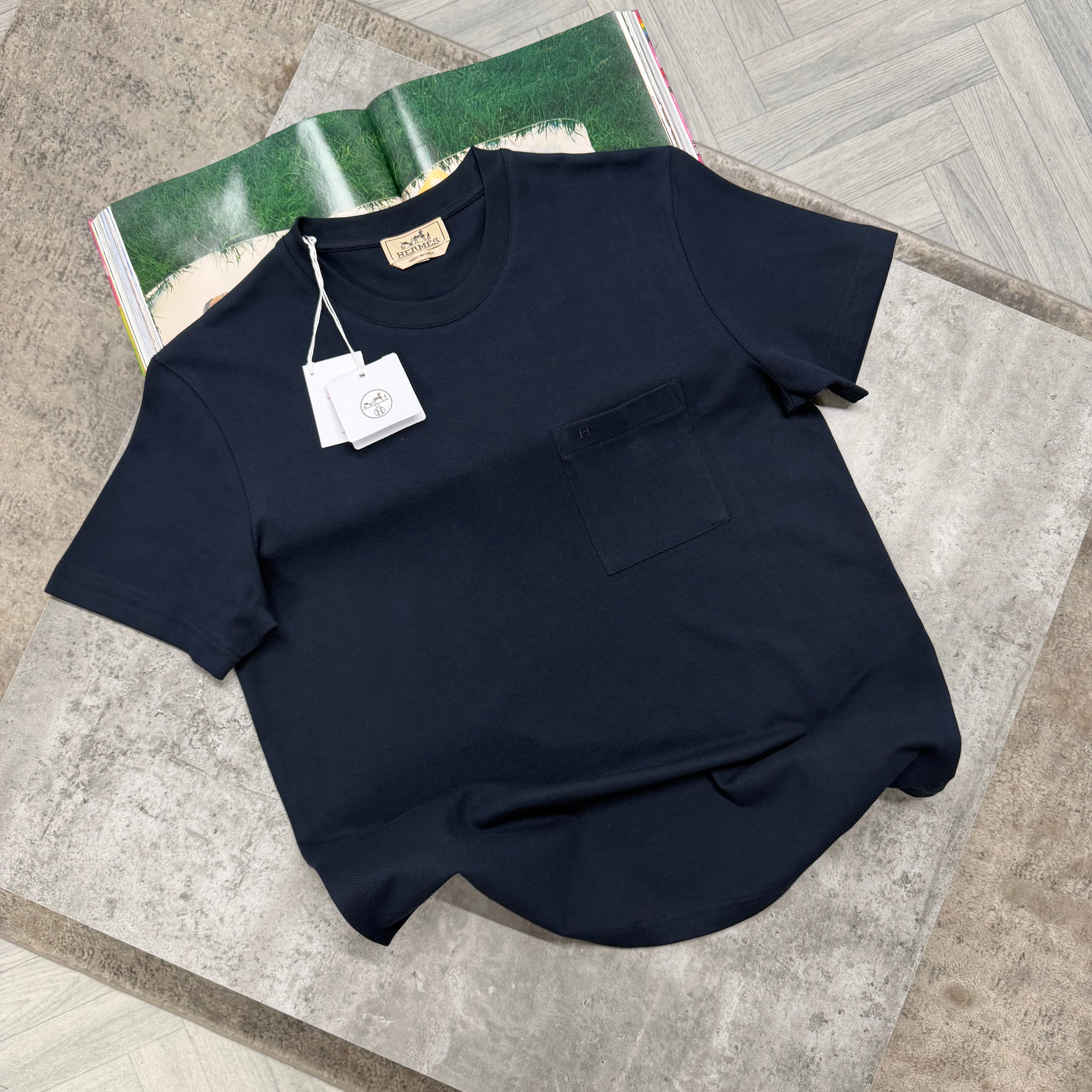 H POCKET T SHIRT - NAVY