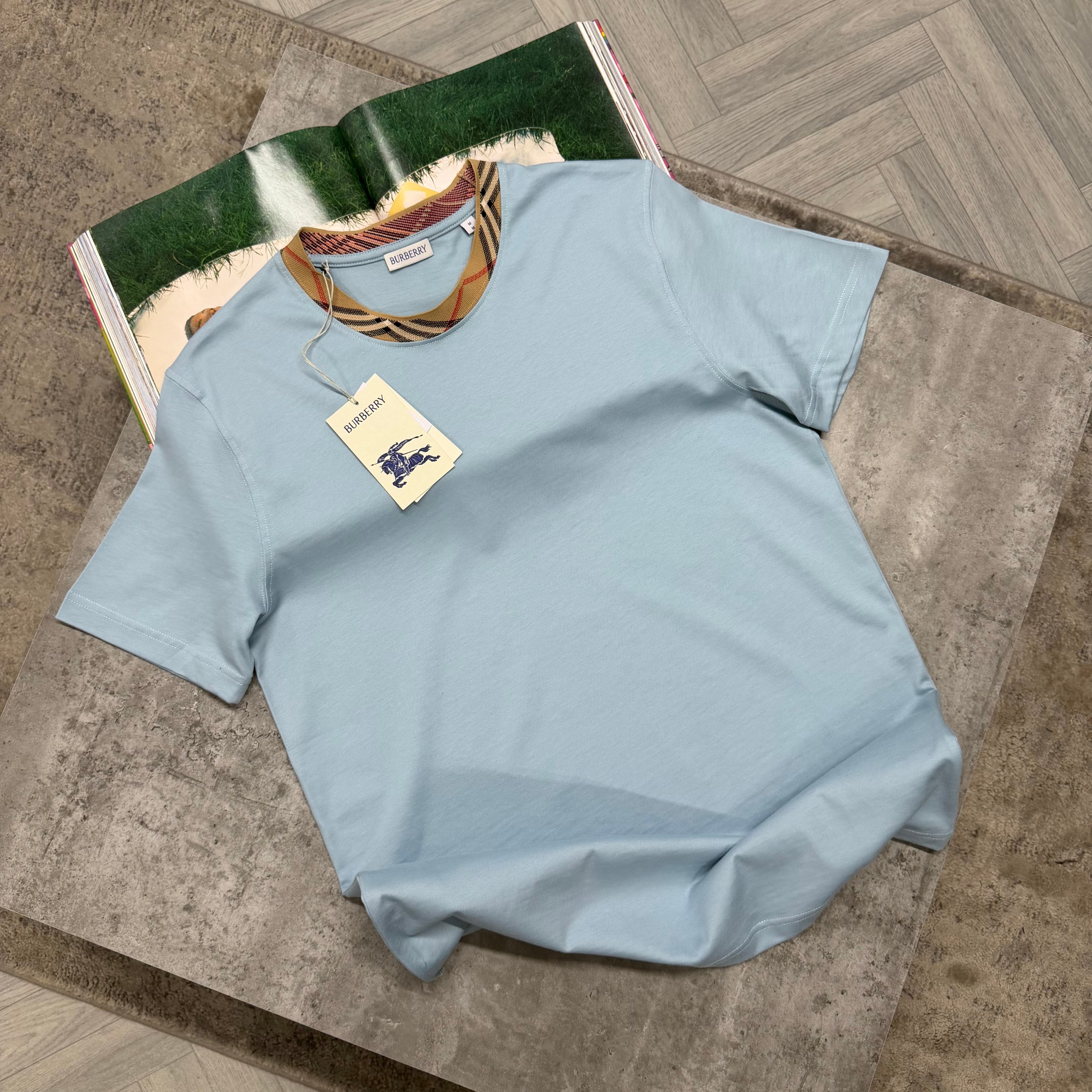 BBR COLLAR PRINT T SHIRT - SKY BLUE