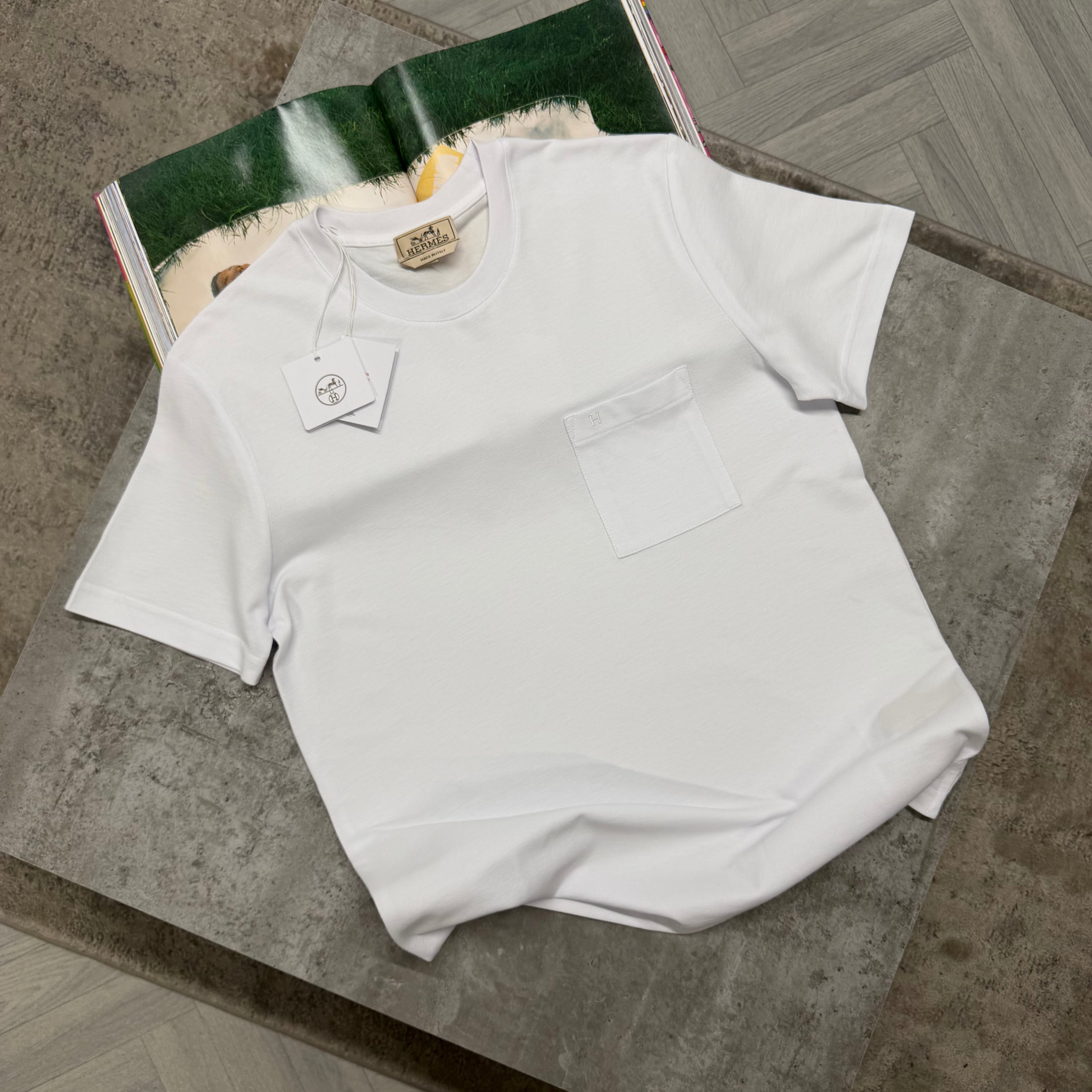 H POCKET T SHIRT - WHITE