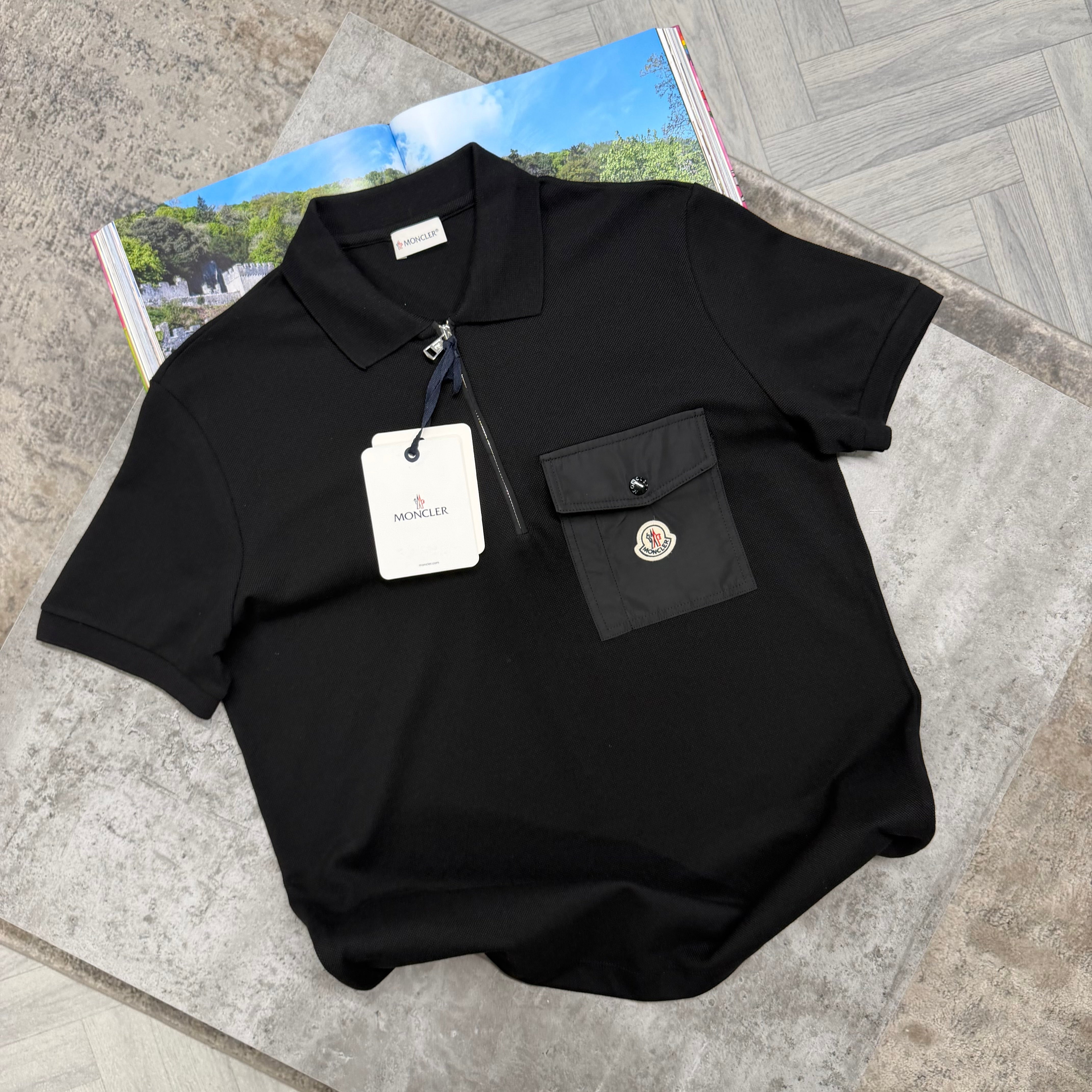 MNCLR ZIP POCKET POLO - BLACK