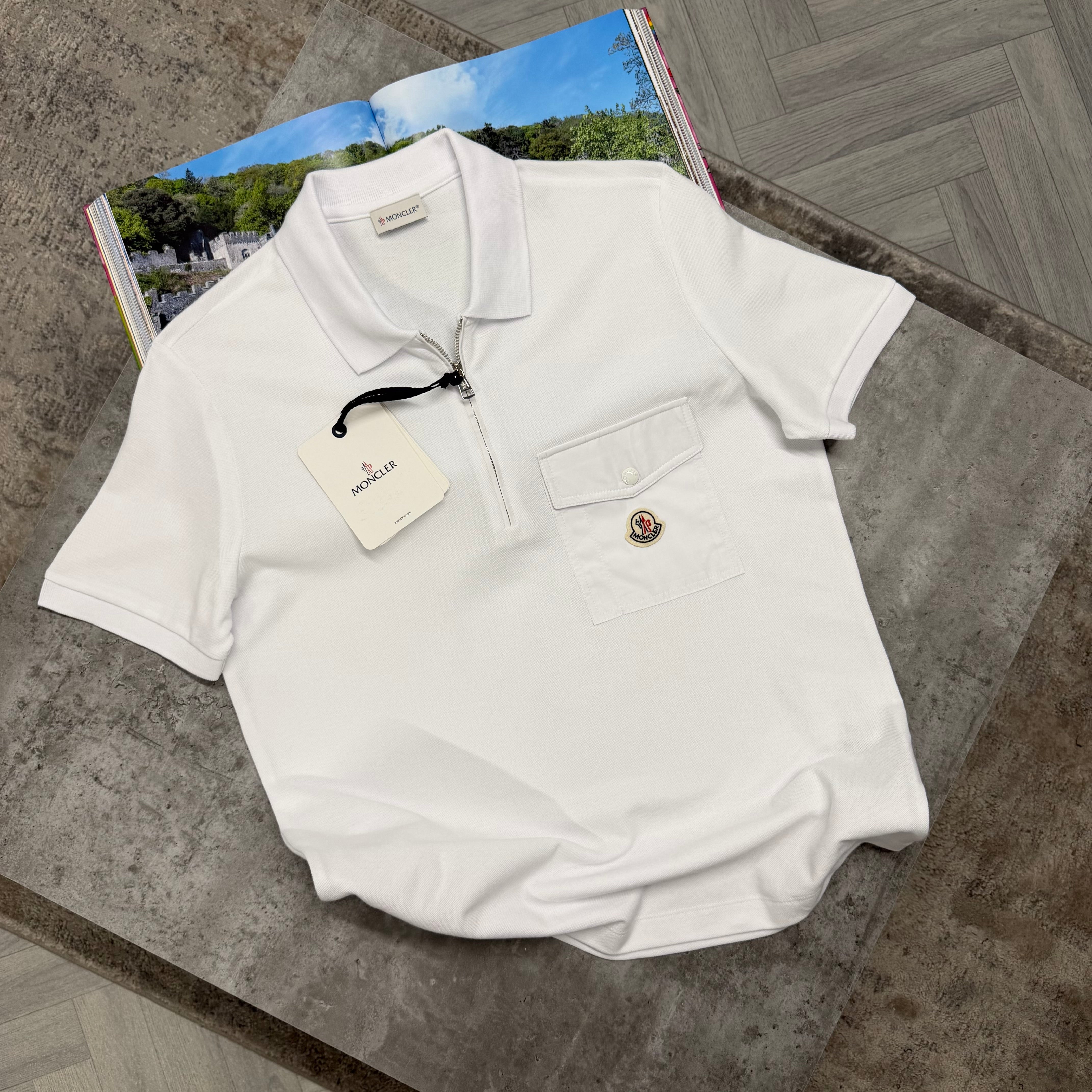 MNCLR ZIP POCKET POLO - WHITE