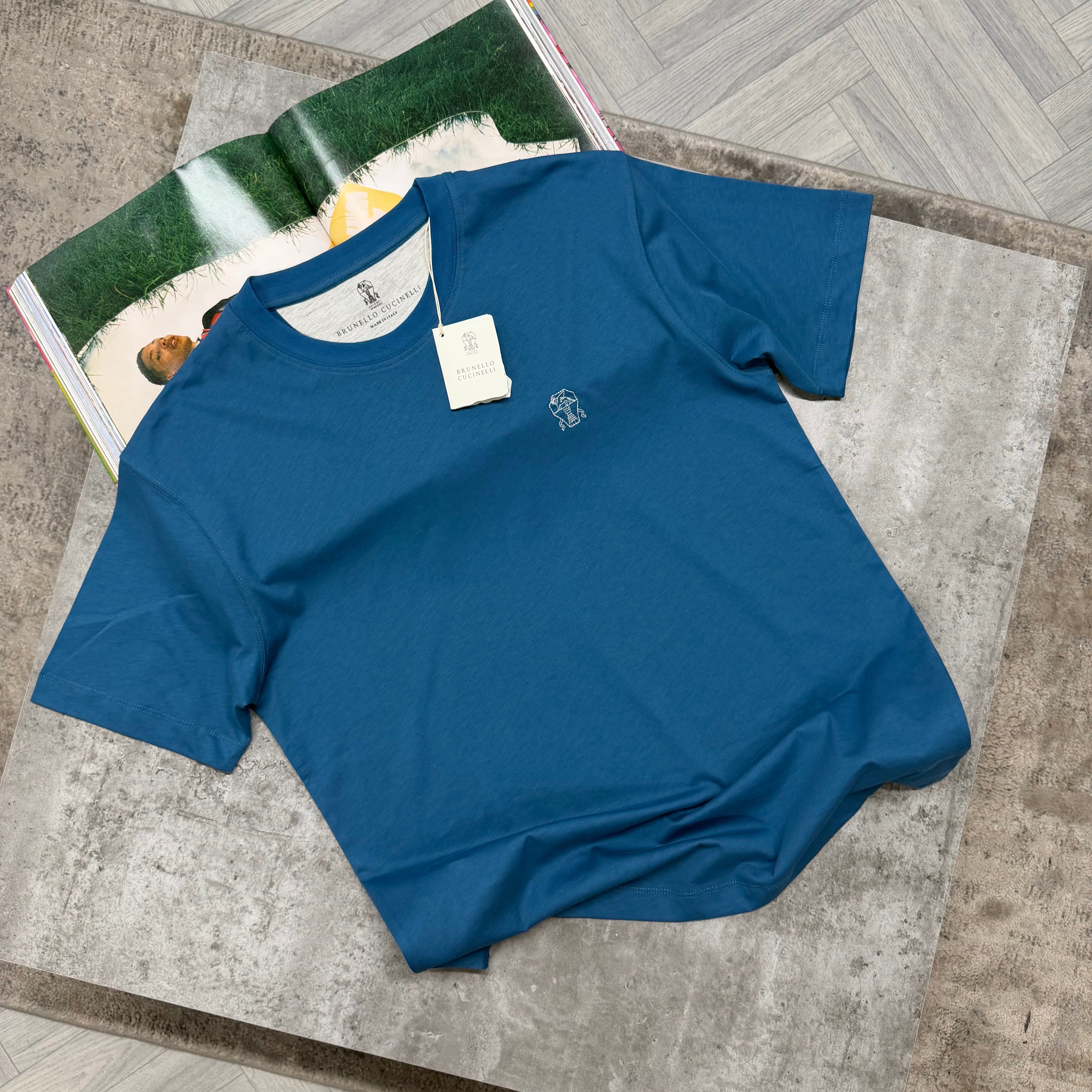 BRUNELLO LOGO T SHIRT - INDIGO