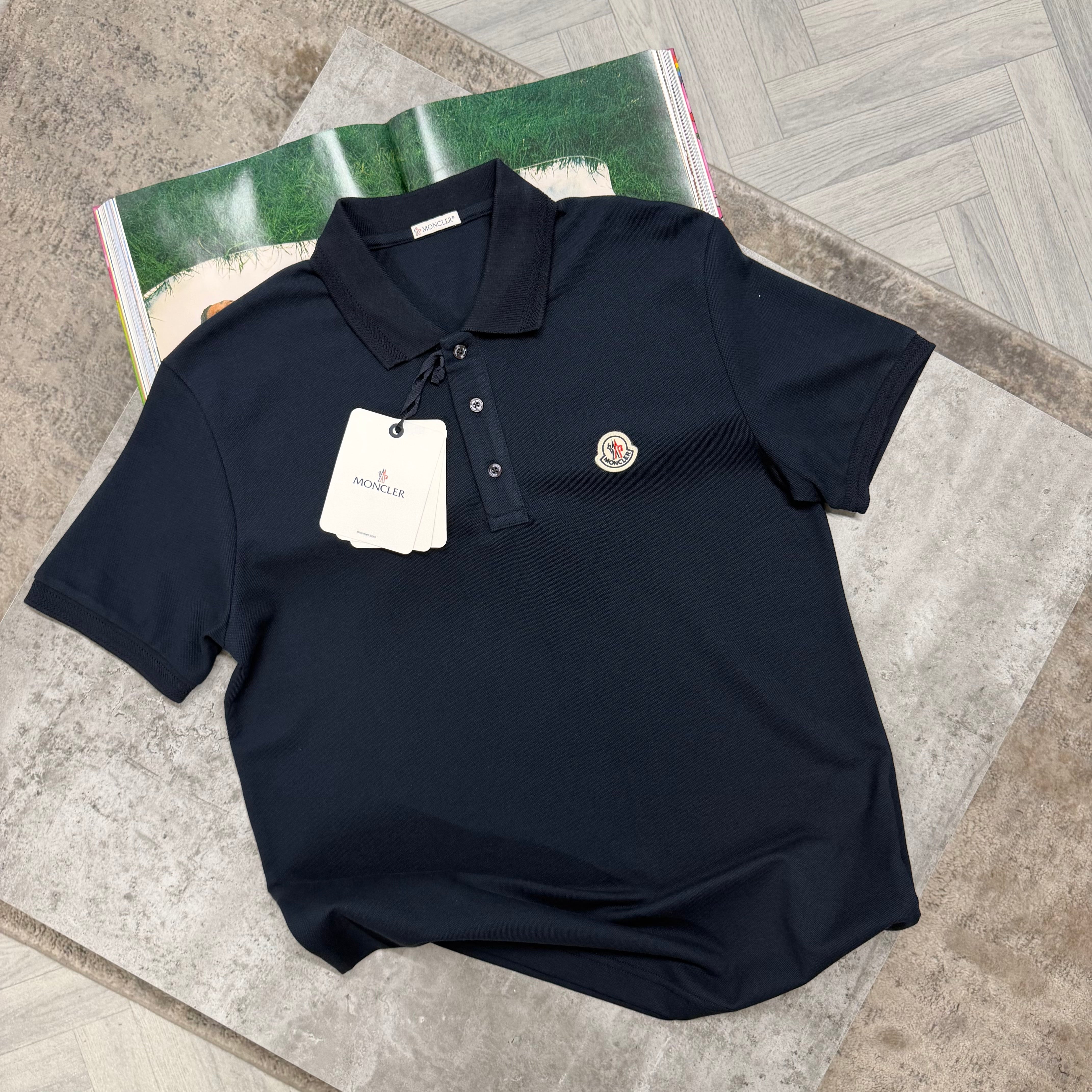 MNCLR PLEATED COLLAR T SHIRT - NAVY