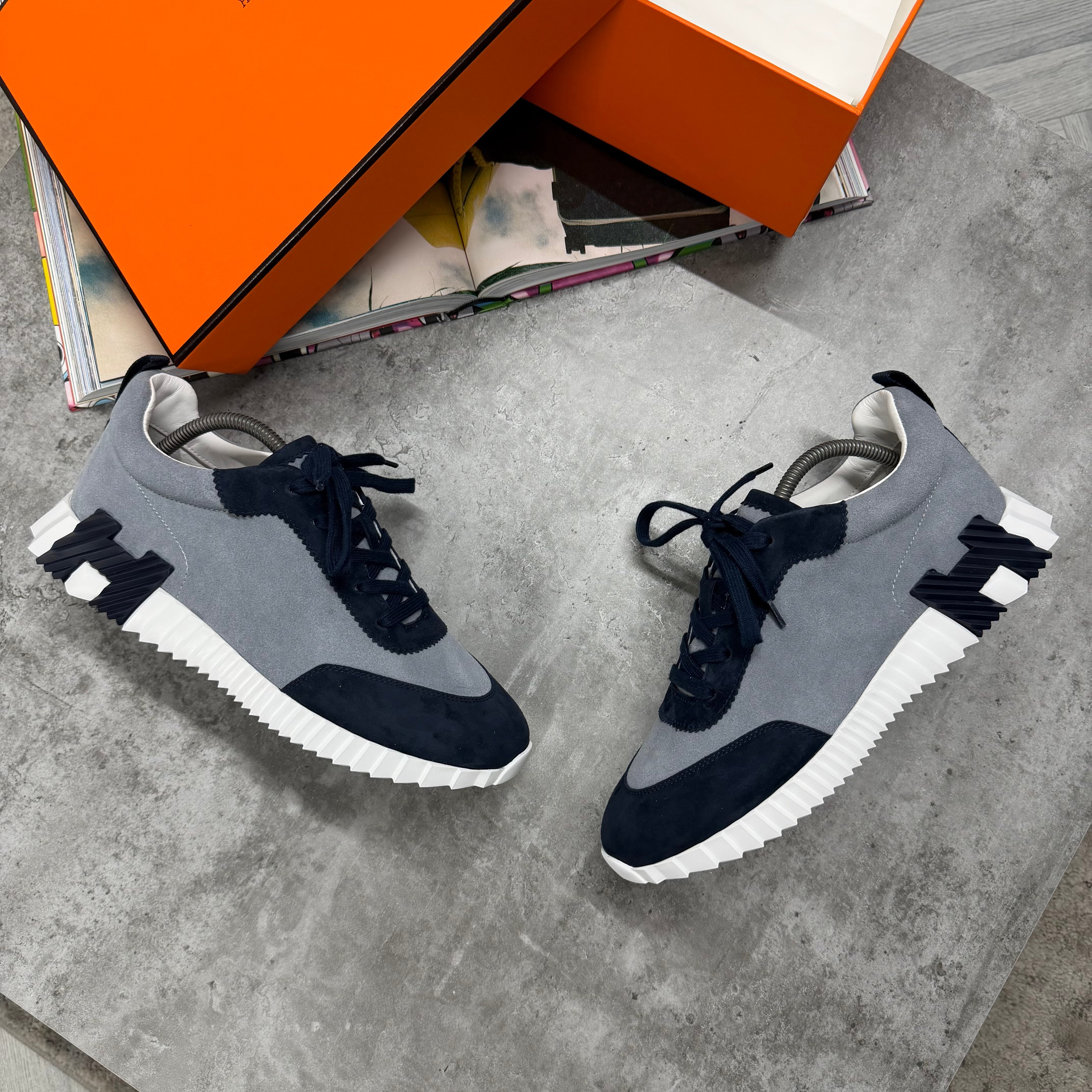 H TRAINER - GREY / NAVY SUEDE