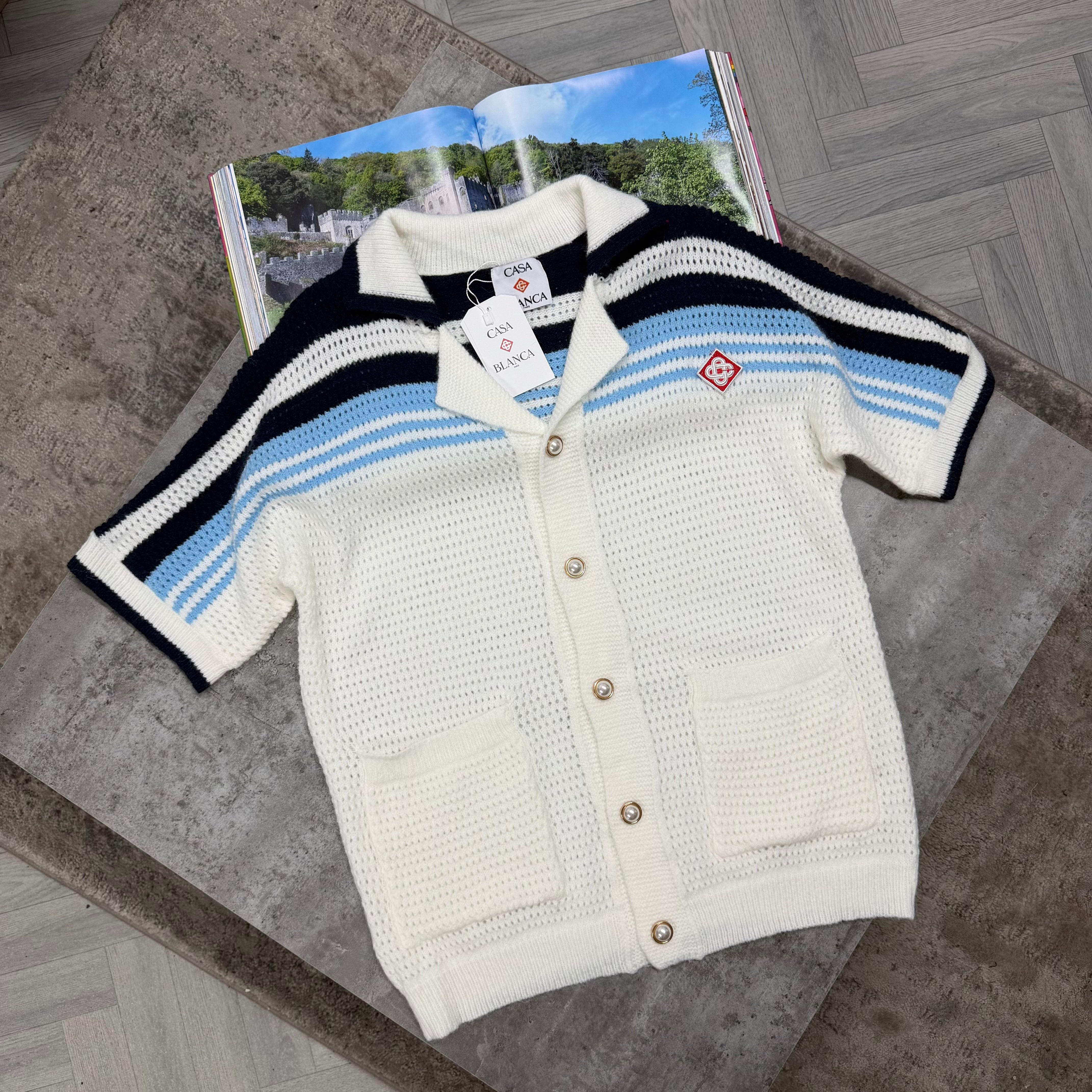 CB KNIT SET - WHITE / SKY BLUE