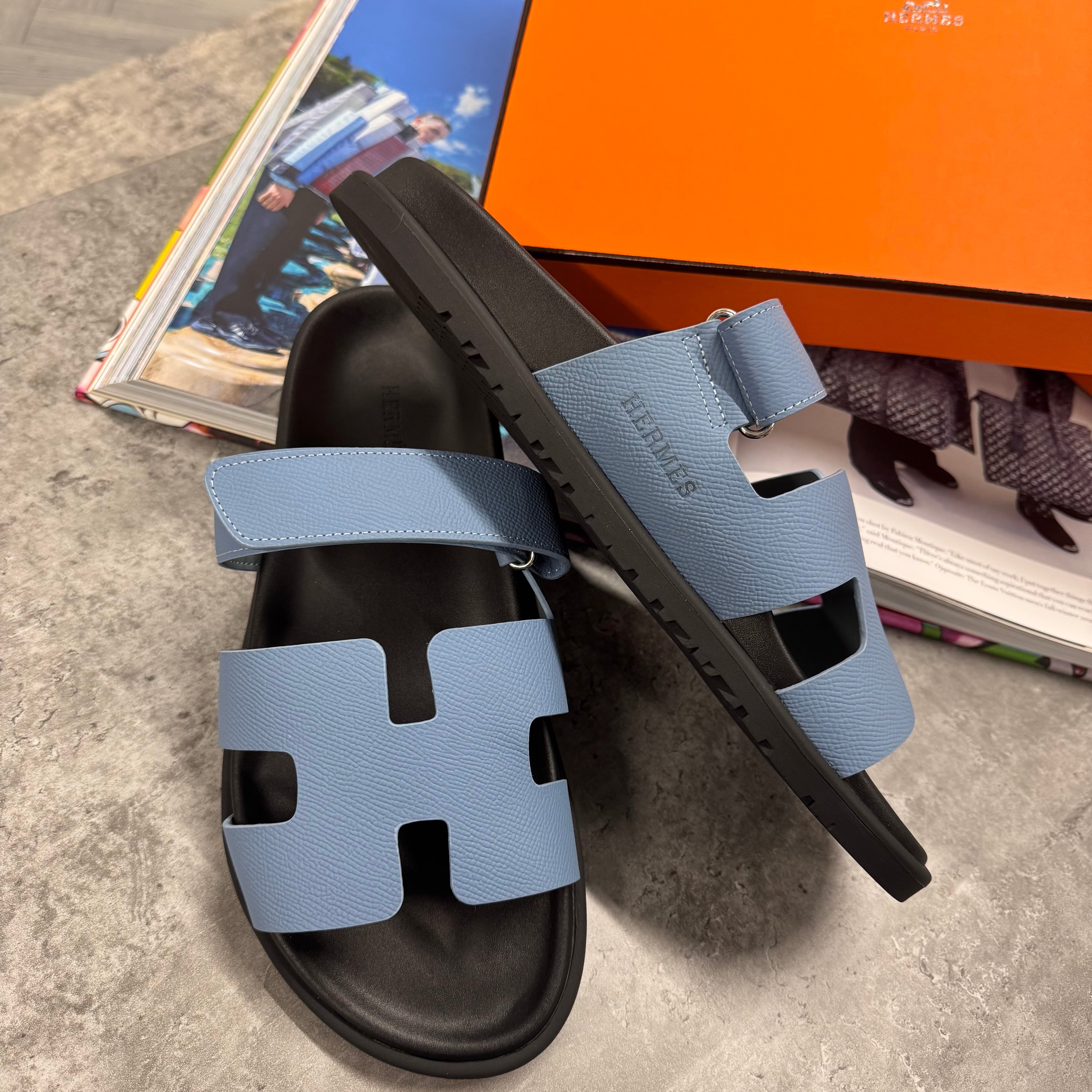 H STRAP SLIDES - LIGHT BLUE