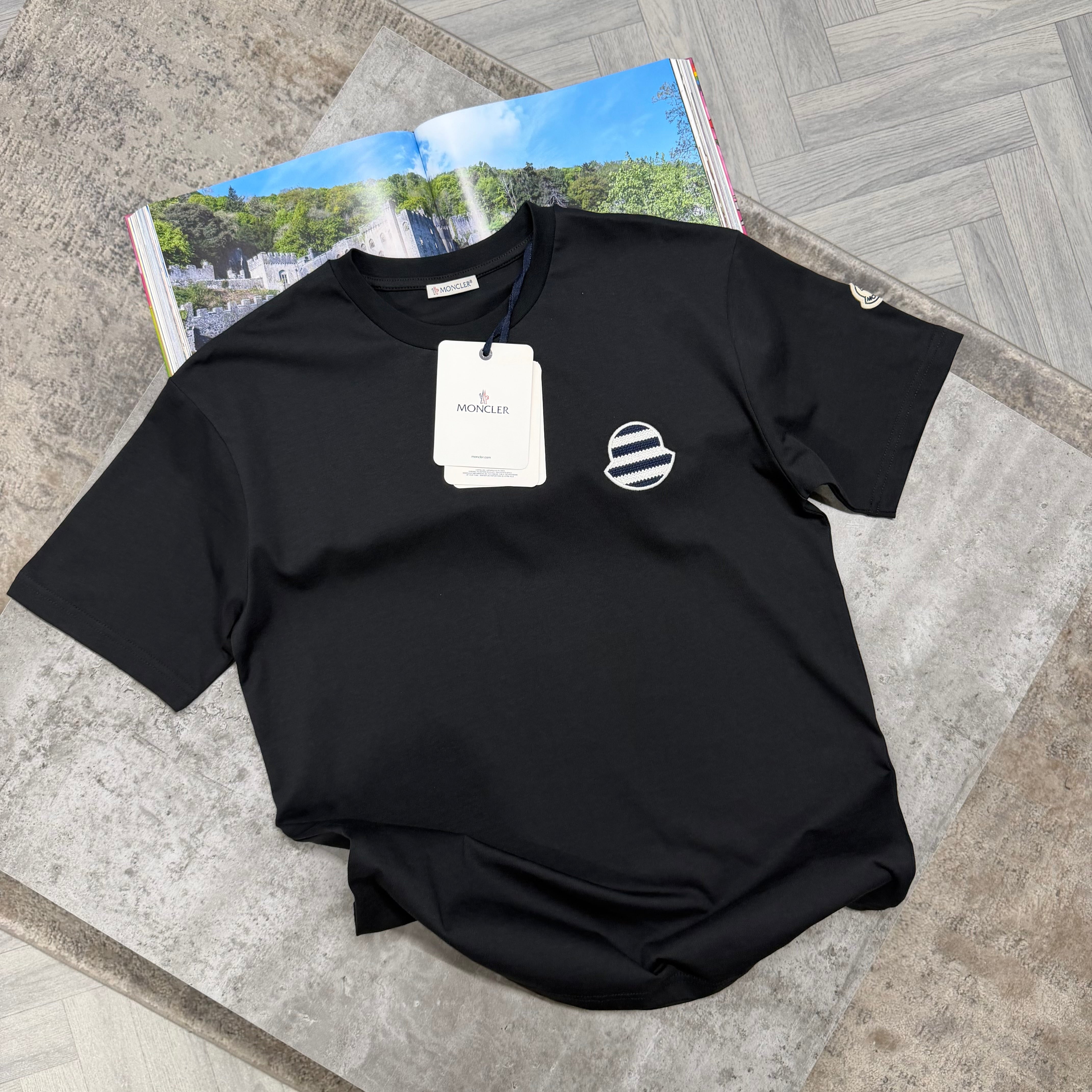 MNCLR STRIPED LOGO T SHIRT - BLACK