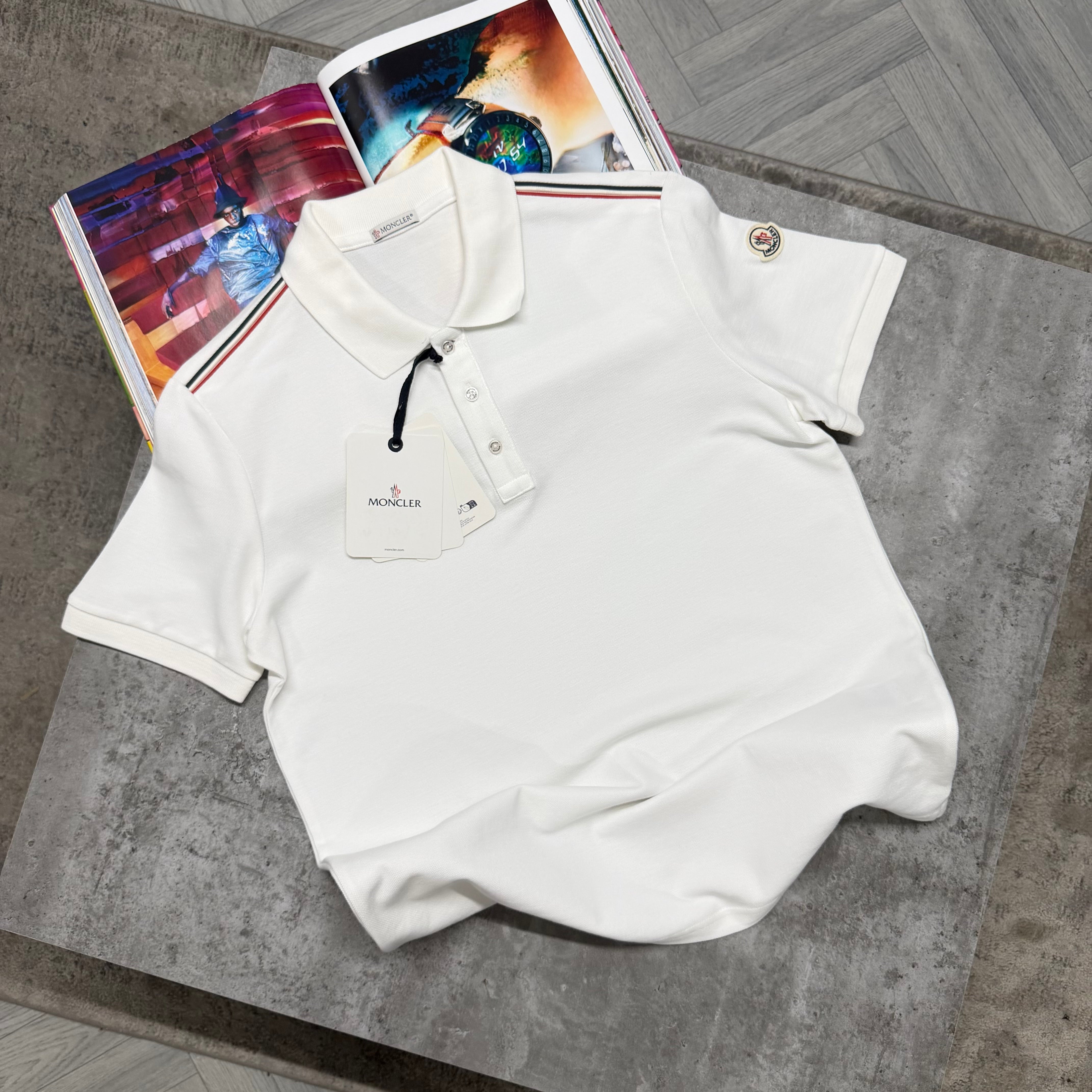 MNCLR TRI COLLAR POLO - WHITE