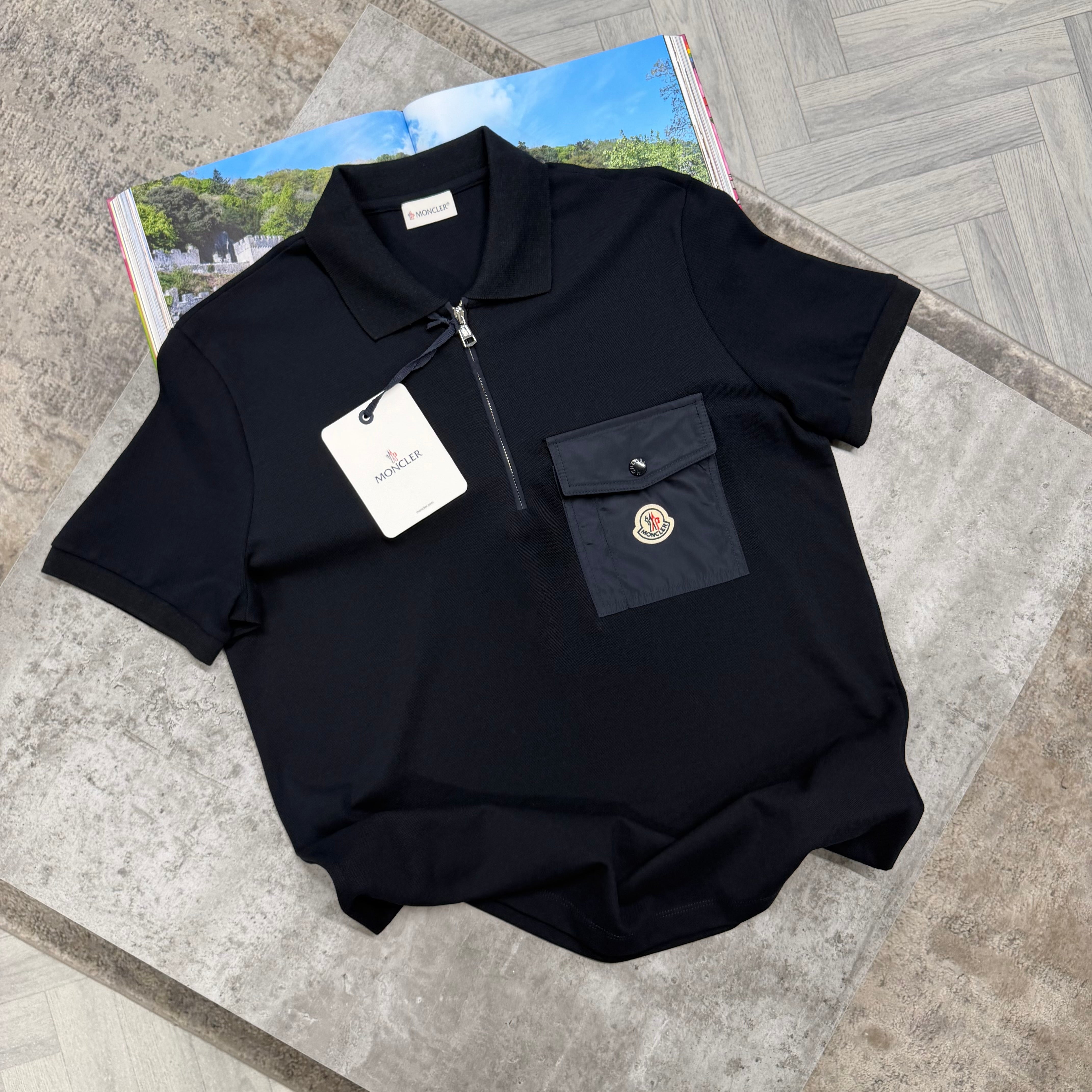 MNCLR ZIP POCKET POLO - NAVY
