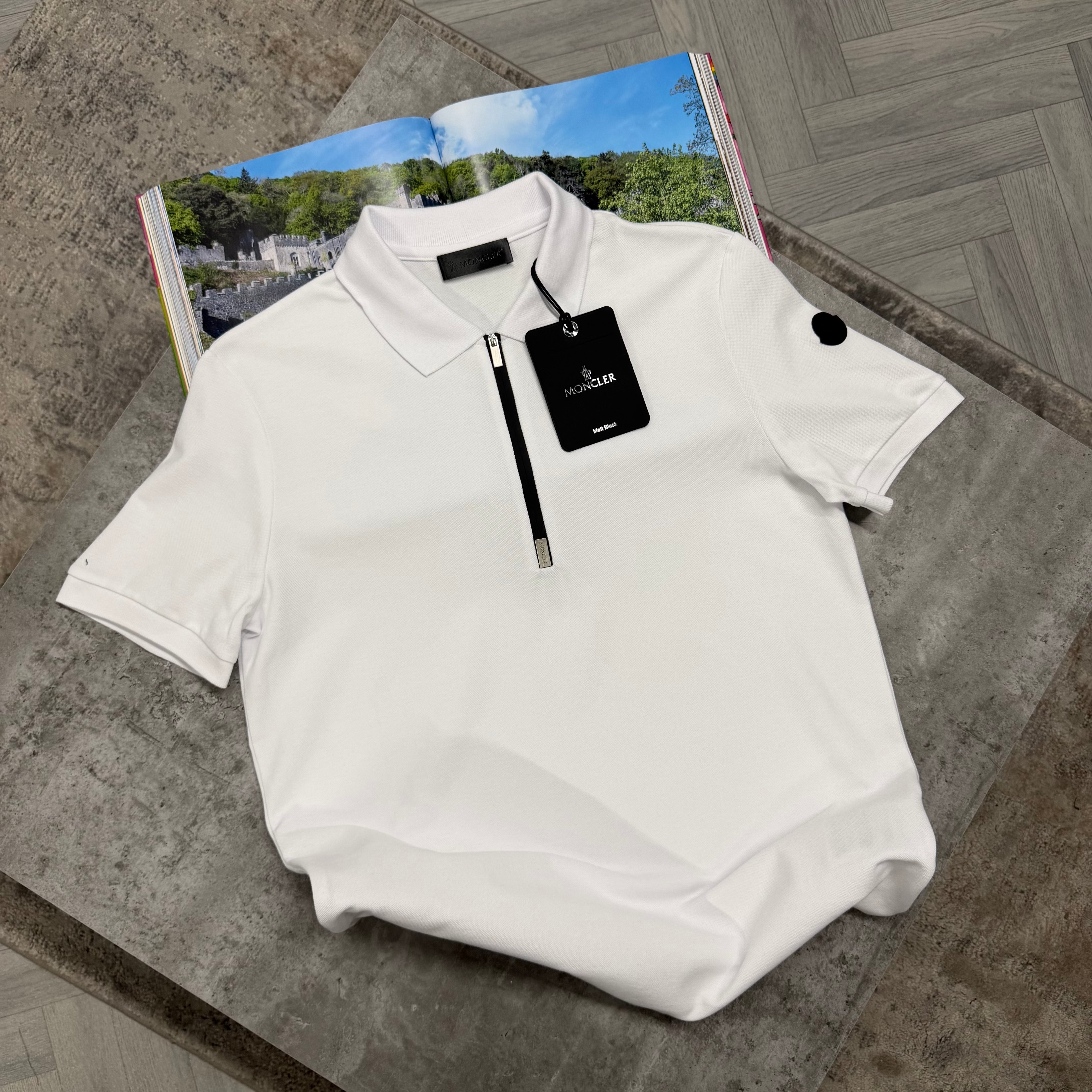MNCLR HALF ZIP POLO - WHITE