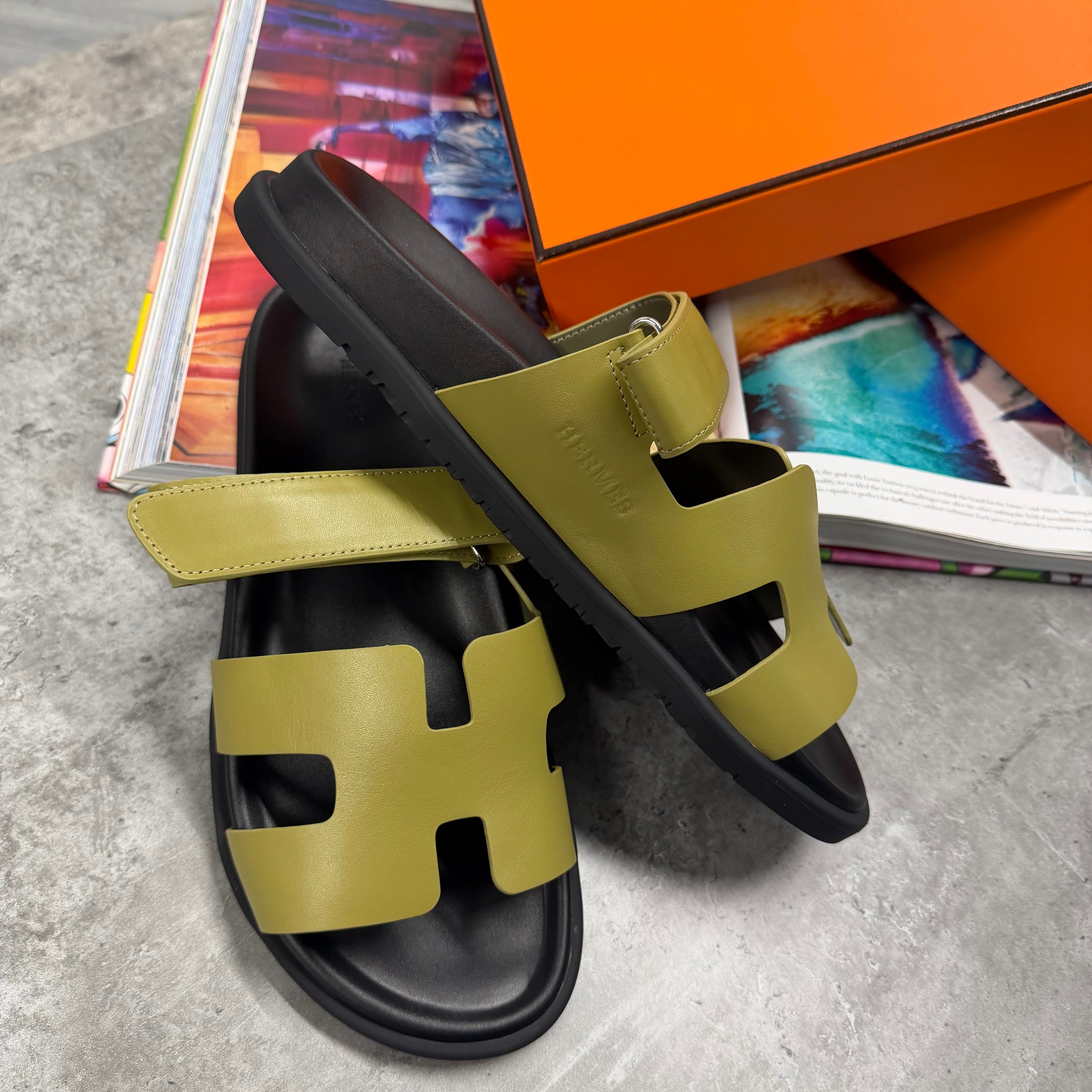 H STRAP SLIDES - OLIVE